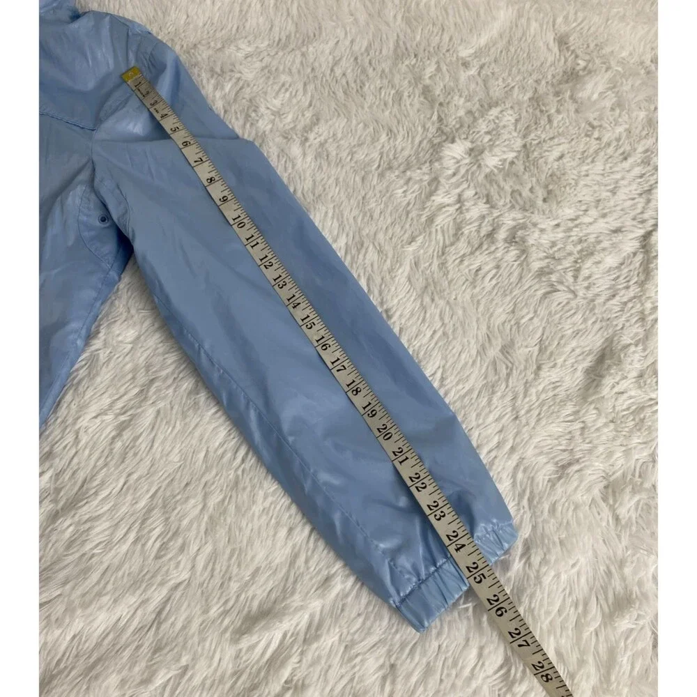 Perry Ellis Hooded Jacket Rain Coat Womens Size M Blue Pastel Full Zip Pockets